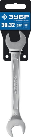 Рожковый гаечный ключ ЗУБР 30х32 мм, Cr-V сталь, хромированный, 27010-30-32_z01 Профессионал фото 2 — Официальный партнер ЗУБР в России