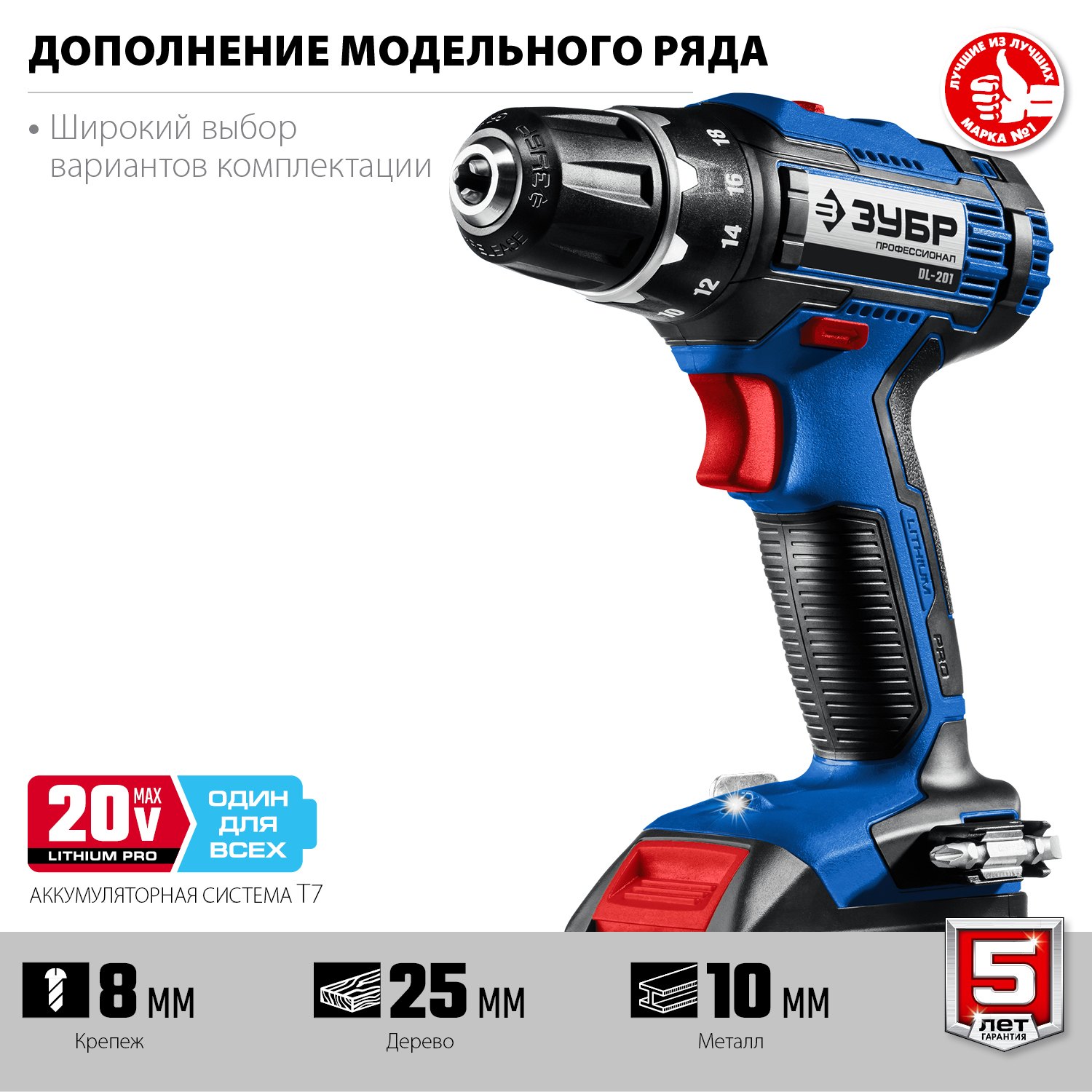 Профессиональная аккумуляторная дрель-шуруповерт ЗУБР DL-201-42 20 В с двумя АКБ 4 А·ч