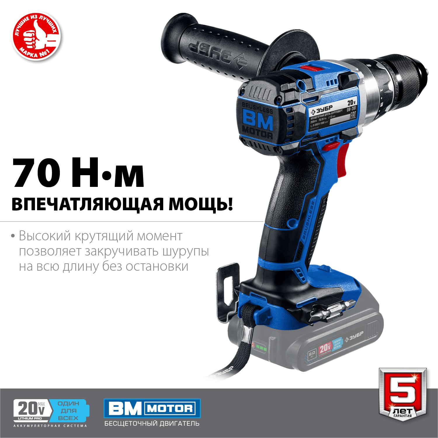 Бесщеточная аккумуляторная дрель-шуруповерт ЗУБР DB-201 20 В без АКБ: профессиональный инструмент с высоким крутящим моментом