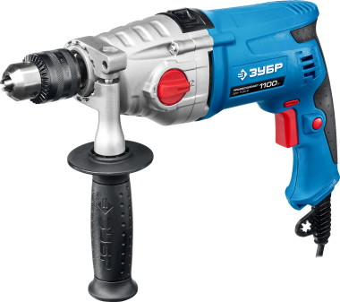 Дрель удар., ЗУБР Профессионал ЗДУ-1100-2 ЭРМКМ2, 2-скор., мет. корпус редуктора, патрон 13 мм, сталь-16 мм/бетон-16 мм/дерево-35 мм, 1100 Вт, кейс — Официальный партнер ЗУБР в России