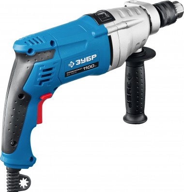 Дрель удар., ЗУБР Профессионал ЗДУ-1100-2 ЭРМКМ2, 2-скор., мет. корпус редуктора, патрон 13 мм, сталь-16 мм/бетон-16 мм/дерево-35 мм, 1100 Вт, кейс — Официальный партнер ЗУБР в России