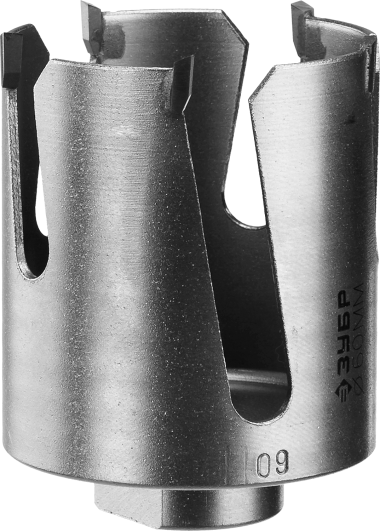 Коронка ЗУБР &quot;ПРОФИ&quot; &quot;ПРОУНИВЕРСАЛ&quot;, твердосплав резцы, бетон, кирпич, керам, цв мет, гипсокарт, пласт, дерево, d=60мм — Официальный партнер ЗУБР в России