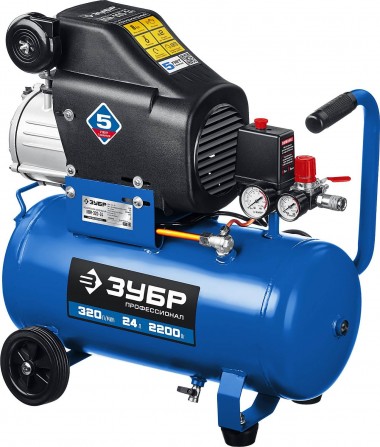 ЗУБР 320 л/мин, 24 л, 2200 Вт, масляный компрессор, Профессионал (КПМ-320-24) — Официальный партнер ЗУБР в России