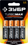 Щелочная батарейка 1.5 В, тип АА, 4 шт, ЗУБР Turbo-MAX фото 1 — Официальный партнер ЗУБР в России