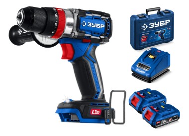 ЗУБР  20 В, 70 Н·м, 2 АКБ LMS (2 А·ч), бесщеточная ударная дрель-шуруповерт, кейс, Профессионал (DBS-70-22) — Официальный партнер ЗУБР в России