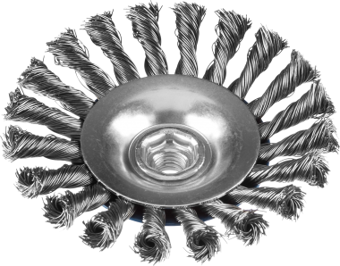 ЗУБР &quot;ПРОФЕССИОНАЛ&quot;. Щетка коническая для УШМ, плетеные пучки стальной проволоки 0,5мм, 100ммхМ14, 35269-100_z02 — Официальный партнер ЗУБР в России