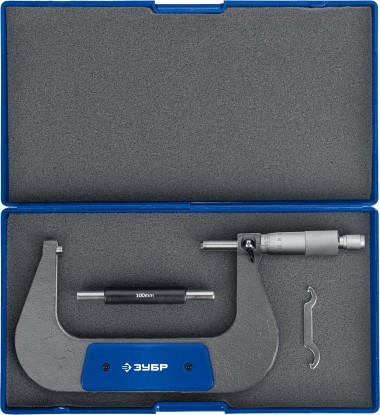 Микрометр ЗУБР &quot;ПРОФЕССИОНАЛ&quot; гладкий механический, 6 мкм, диапазон 100-125мм, шаг измерения 0,01мм, 34480-125_z02 — Официальный партнер ЗУБР в России