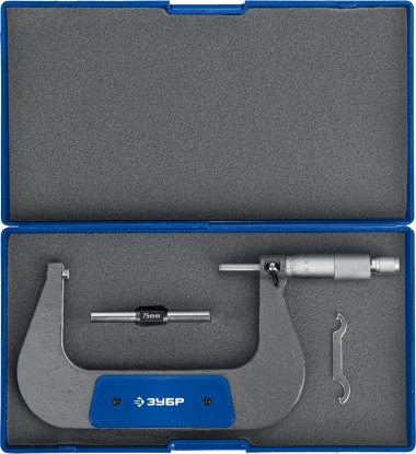 Микрометр ЗУБР &quot;ПРОФЕССИОНАЛ&quot; гладкий механический, МК 100, диапазон 75-100мм, шаг измерения 0,01мм, 34480-100_z02 — Официальный партнер ЗУБР в России