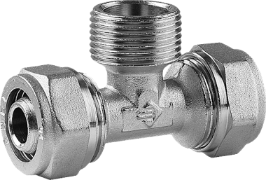 Тройник ЗУБР с наружной резьбой, цанга-штуцер, 1/2"х16х2,0 мм, никель &mdash; Официальный партнер ЗУБР в России