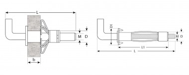 Анкер МОЛЛИ для пустотелых материалов, с крюком, 11 мм х M5 x 52 мм, 80 шт, оцинкованный, ЗУБР — Официальный партнер ЗУБР в России