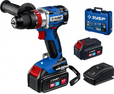 Ударная дрель-шуруповерт ЗУБР &quot;Профессионал&quot; в кейсе 20 В, бесщеточная, 2 АКБ (4Ач), DBS-201-42 — Официальный партнер ЗУБР в России