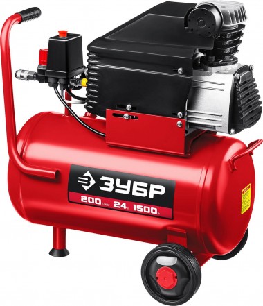 ЗУБР 200 л/мин, 24 л, 1500 Вт, безмаслянный компрессор (КП-200-24) — Официальный партнер ЗУБР в России