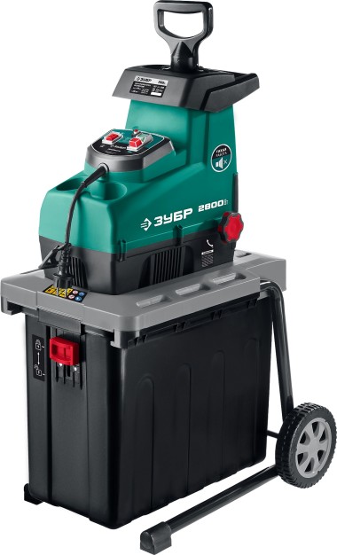 Измельчитель садовый электрический, ЗУБР ЗИЭ-44-2800, бесшумный, р/с 44 мм, контейнер 60 л, 2800 Вт — Официальный партнер ЗУБР в России