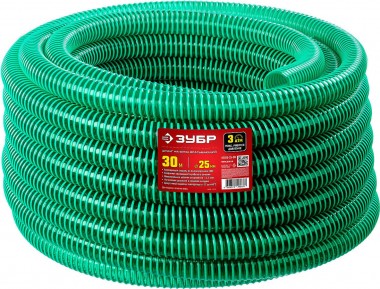 ЗУБР Шланг напорно-всасывающий со спиралью ПВХ, 3 атм, 25мм х 30м — Официальный партнер ЗУБР в России
