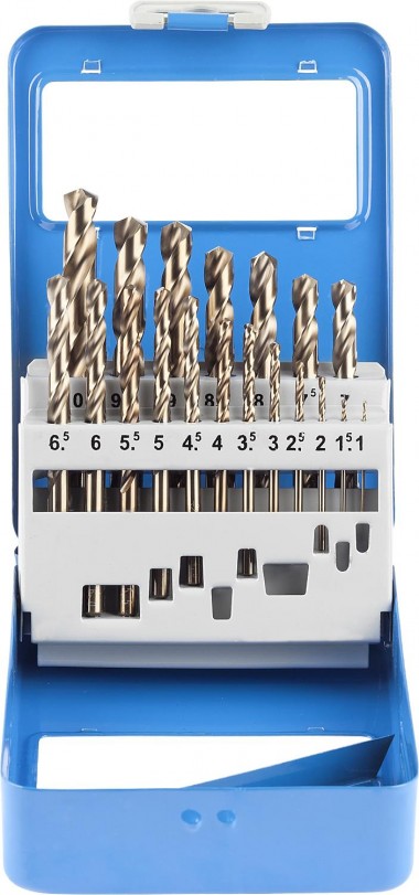 Набор сверл по металлу 19 шт (d=1-10 мм), КОБАЛЬТ, сталь Р6М5К5, класс А, ЗУБР Профессионал 29626-H19 — Официальный партнер ЗУБР в России