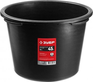 Таз строительный ЗУБР объём 45л, пластмассовый, круглый 34x50x50см, max 40кг, 06095-45_z02 — Официальный партнер ЗУБР в России