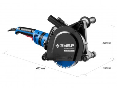 Штроборез (бороздодел), ЗУБР ЗШ-П45-2100 ПВТК, макс. глуб. 45 мм, 180 мм, подключ. пылесоса, плавный пуск, защита от перегрузки, 2100 Вт — Официальный партнер ЗУБР в России