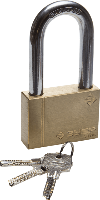 Замок ЗУБР &quot;ЭКСПЕРТ&quot; навесной, латунный корпус, классическая форма, удлиненная закаленная дужка, 70мм — Официальный партнер ЗУБР в России