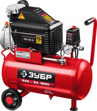 ЗУБР 240 л/мин, 24 л, 1500 Вт, масляный компрессор (КПМ-240-24) — Официальный партнер ЗУБР в России
