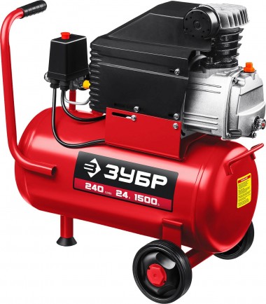 ЗУБР 240 л/мин, 24 л, 1500 Вт, масляный компрессор (КПМ-240-24) — Официальный партнер ЗУБР в России