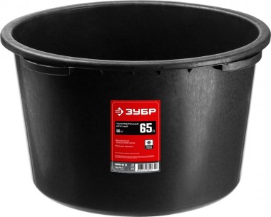 Таз строительный ЗУБР объём 65л, пластмассовый, круглый 34x58x56см, max 60кг, 06095-65_z02 — Официальный партнер ЗУБР в России