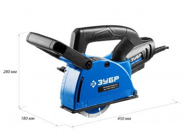 Штроборез (бороздодел), ЗУБР ЗШ-П30-1400 ПСТК, макс. глуб. 30 мм, 125 мм, подключ. пылесоса, плавн пуск, защита от перегрузки, 1400 Вт, кейс — Официальный партнер ЗУБР в России