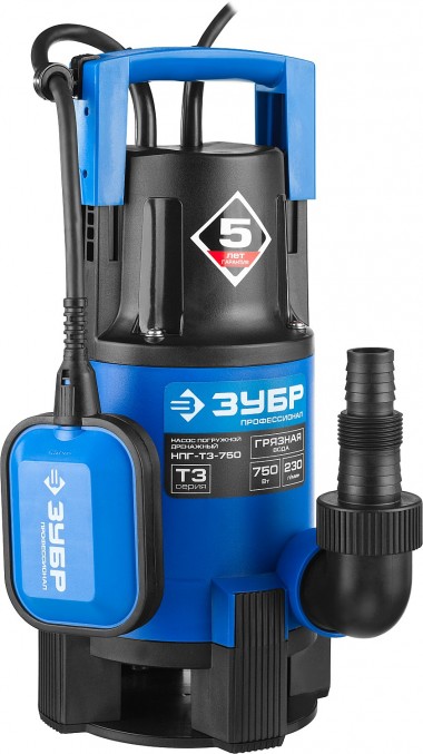 ЗУБР 750 Вт, дренажный насос для грязной воды, Профессионал (НПГ-Т3-750) — Официальный партнер ЗУБР в России