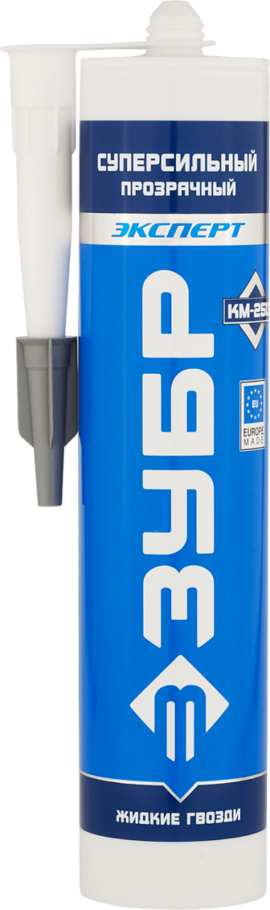 Клей монтажный ЗУБР КМ-250, суперсильный, прозрачный, 300мл — Официальный партнер ЗУБР в России