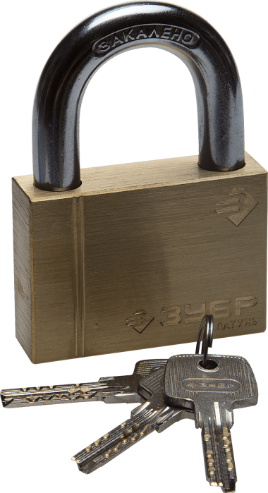 Замок ЗУБР &quot;ЭКСПЕРТ&quot; навесной, латунный корпус, классическая форма, закаленная дужка, 70мм — Официальный партнер ЗУБР в России