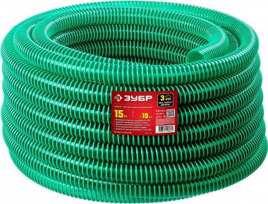 ЗУБР Шланг напорно-всасывающий со спиралью ПВХ, 3 атм, 19мм х 15м — Официальный партнер ЗУБР в России