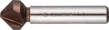 Зенкер ЗУБР &quot;ЭКСПЕРТ&quot; конусный с 3-я реж. кром.ст.P6M5 с Co покрыт.d 16,5х60 мм, цилиндр хвост.d 10мм, для раззенков.М8 — Официальный партнер ЗУБР в России