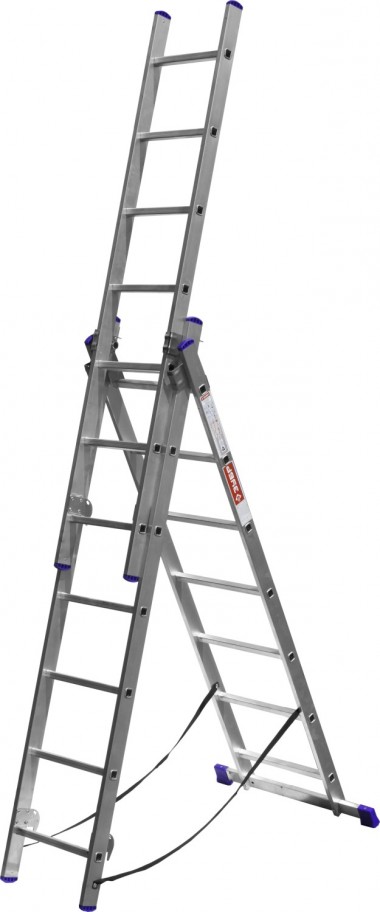 Лестница ЗУБР универсальная, трехсекционная со стабилизатором, 11 ступеней — Официальный партнер ЗУБР в России