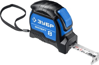 Профессиональная рулетка ЗУБР 8м х 25мм с нейлоновым покрытием Эксперт 34057-08-25_z02 — Официальный партнер ЗУБР в России