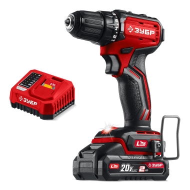 ЗУБР 20 В, 45 Н·м, 1 АКБ LMS (2 А·ч), бесщеточная дрель-шуруповерт (ДБ-45-21) — Официальный партнер ЗУБР в России