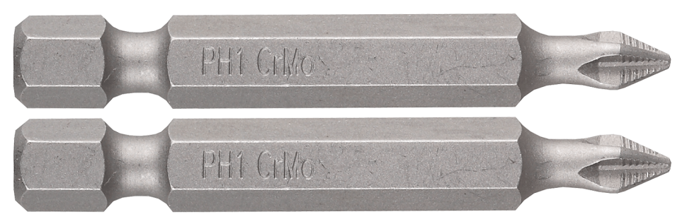 Биты ЗУБР "МАСТЕР" кованые, хромомолибденовая сталь, тип хвостовика E 1/4", PH1, 50мм, 2шт фото 1 — Официальный партнер ЗУБР в России