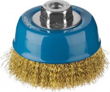 Щетка чашечная для УШМ ЗУБР &quot;ПРОФЕССИОНАЛ&quot;, стальная латунированная проволока 0,3мм, 100мм x М14, 3526-100_z02 — Официальный партнер ЗУБР в России