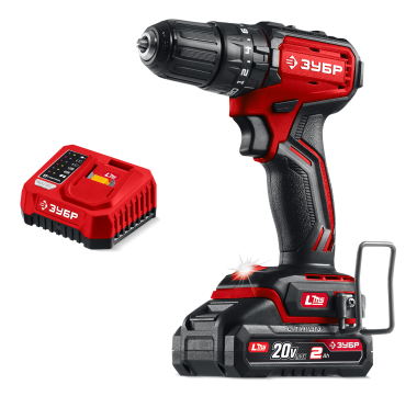 ЗУБР 20 В, 45 Н·м, 1 АКБ LMS (2 А·ч), бесщеточная ударная дрель-шуруповерт (ДБУ-45-21) — Официальный партнер ЗУБР в России