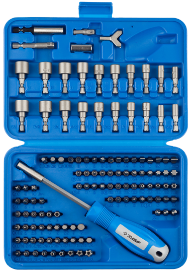 Набор ЗУБР Биты &quot;ЭКСПЕРТ&quot; УНИВЕРСАЛ, Cr-Mo, 122 предметов, в боксе — Официальный партнер ЗУБР в России