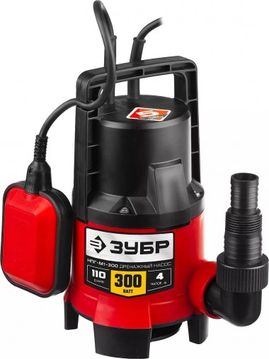 ЗУБР 300 Вт, дренажный насос для грязной воды (НПГ-М1-300) — Официальный партнер ЗУБР в России