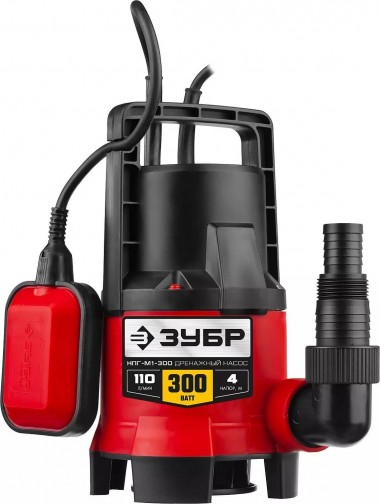 ЗУБР 300 Вт, дренажный насос для грязной воды (НПГ-М1-300) — Официальный партнер ЗУБР в России