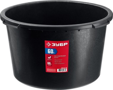 Таз строительный ЗУБР объём 60л, пластмассовый, круглый 60.7х41.5х34.5 см, max 60кг, 06095-65_z03 — Официальный партнер ЗУБР в России