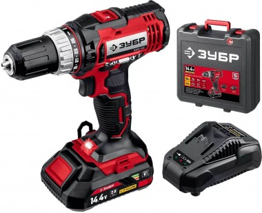 Дрель-шуруповерт ЗУБР в кейсе, 1 АКБ (2Ач),  14.4В,  &quot;МАСТЕР&quot; ДШЛ-145-21 — Официальный партнер ЗУБР в России