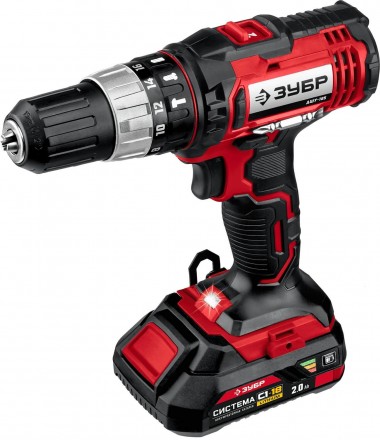 Ударная дрель-шуруповерт ЗУБР в кейсе, 2 АКБ (2Ач), 18 В, &quot;МАСТЕР&quot; ДШУ-185-22 — Официальный партнер ЗУБР в России