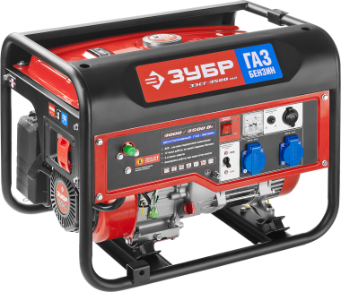 Генератор гибридный (бензин / газ), 3500 Вт, ЗУБР — Официальный партнер ЗУБР в России