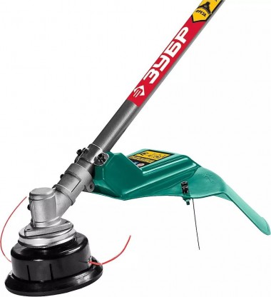 Триммер электрический (электрокоса), ЗУБР КСВ-38-1300, с верх. двигателем, ш/с фреза 255мм, леска 380мм, леска 2мм, полуавтомат, 1300Вт — Официальный партнер ЗУБР в России