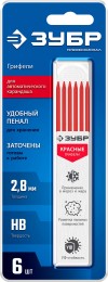 ЗУБР красные, d 2,8 мм, HB, 6 шт грифели для автоматического карандаша (06313-3) фото 6 &mdash; Официальный партнер ЗУБР в России