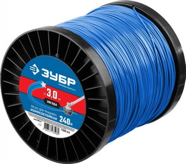 Леска для триммеров, ЗУБР "звезда" серия "ПРОФЕССИОНАЛ", диаметр 3.0 мм, длина 240м, 71025-3.0 &mdash; Официальный партнер ЗУБР в России