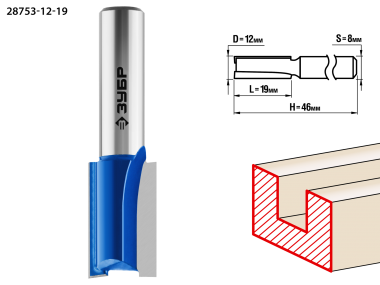 Фреза пазовая прямая, D= 22мм, рабочая длина-22мм, хв.-8 мм, ЗУБР Профессионал — Официальный партнер ЗУБР в России