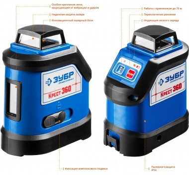 Нивелир лазерный линейный &quot;Крест-360&quot;, ЗУБР Профессионал 34906, двухлучевой, 20м / 70м (с приемником), точн. 0,3 мм/м — Официальный партнер ЗУБР в России