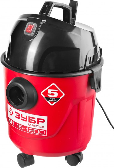 Пылесос хозяйственный, ЗУБР ПУ-15-1200 М1, модель М1-15, 15 л, 1200 Вт, сухая и влажная уборка — Официальный партнер ЗУБР в России